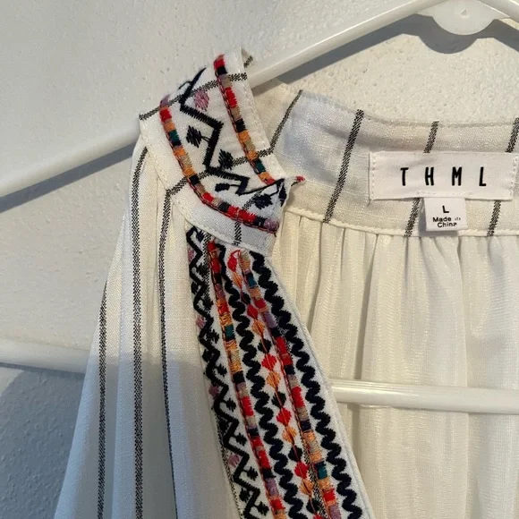 THML White Tunic with Multicolor Embroidery - women’s large dress - Picture 6 of 14